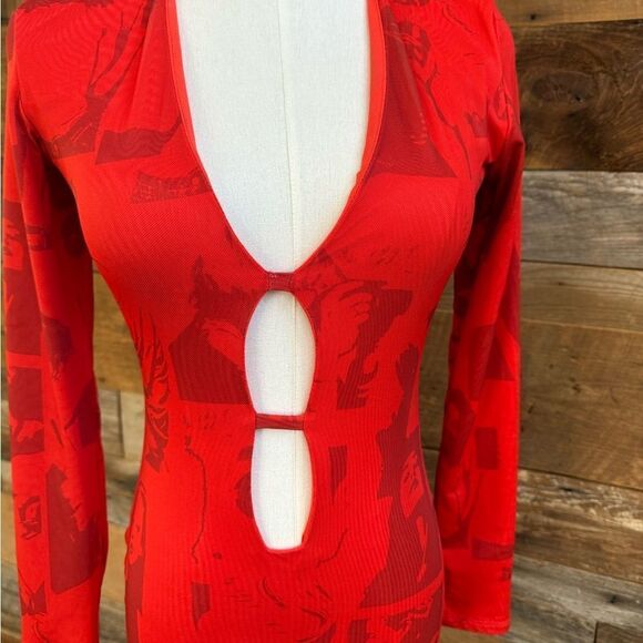 Edikted Dolls Kill Pop Art Cut Out Dress sz S - Picture 6 of 16